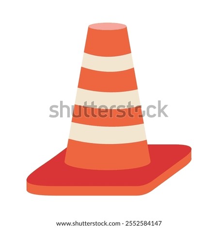 Road, Traffic cone. Cone for sports Vector illustration isolated on white background, hand drawn, flat design