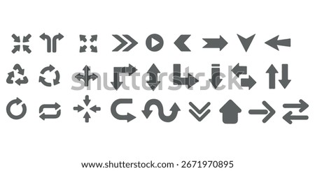 Road traffic direction arrows flat set. You-turn, left, right, two way, three way transportation direction arrow symbol. decision icon vector Trafic way icon