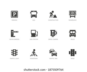 Road traffic icons, 12 basic icons.