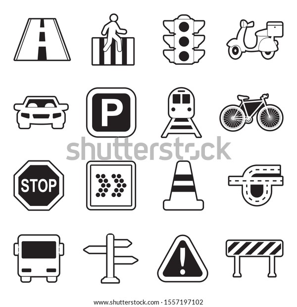 Road Traffic Icons. Line With Fill Design.
Vector Illustration.