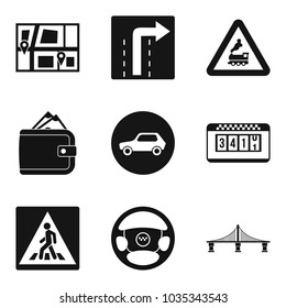 Road traffic icons set. Simple set of 9 road traffic vector icons for web isolated on white background