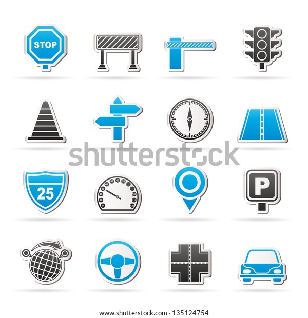 Road and Traffic\
Icons - vector icon set