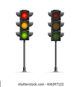 Road Traffic Light Full Length Isolated on White Background. Symbol Of Rules. Vector illustration