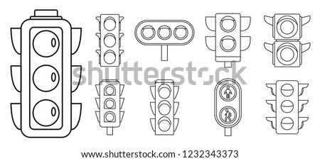 Road traffic lights icon set. Outline set of road traffic lights vector icons for web design isolated on white background