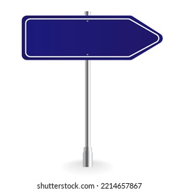 Road traffic sign. Blank board with place for text.Mockup. Isolated information sign. Direction. Vector illustration.White background.