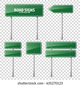 Road traffic sign. Blank board with place for text.Mockup. Isolated information sign. Direction. Vector illustration.Transparent background.