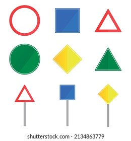 Road traffic sign board with place for text. Isolated information sign set in vector format.