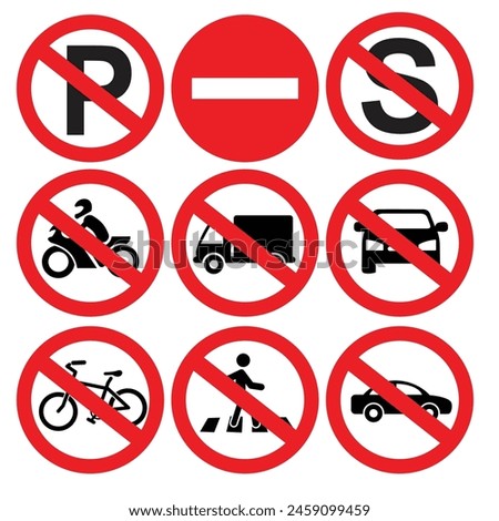 Road traffic sign icons and symbols package