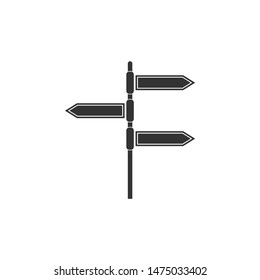Road traffic sign. Signpost icon isolated. Pointer symbol. Blank board with place for text. Isolated street information sign. Direction sign. Flat design. Vector Illustration