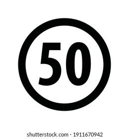 Road Traffic Sign Speed No More Than 50 Km H Vector Icon Eps 10