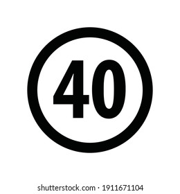 Road Traffic Sign Speed No More Than 40 Km H Vector Icon Eps 10