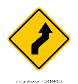 Road traffic sign. Yellow traffic Vector illustration.White background. - Vector