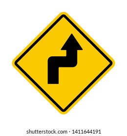 Road traffic sign. Yellow traffic Vector illustration.White background. - Vector