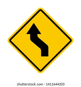 Road traffic sign. Yellow traffic Vector illustration.White background. - Vector
