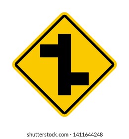 Road traffic sign. Yellow traffic Vector illustration.White background. - Vector
