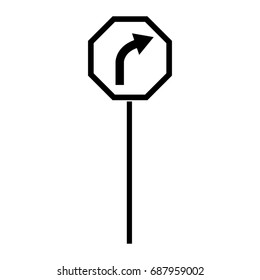 road traffic signal with arrow caution