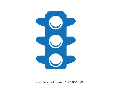 Road Traffic Signal icon vector isolated (blue version)