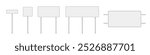 Road traffic signs of different shapes on metal poles vector illustration set. 3d realistic white blank street signboards. Isolated empty roadside signposts to notice information, danger, guide.