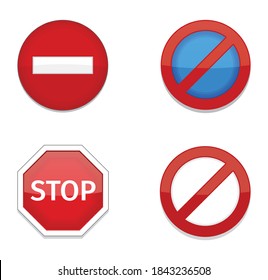 Road Traffic Signs Flat Set Symbol Stock Vector (Royalty Free ...