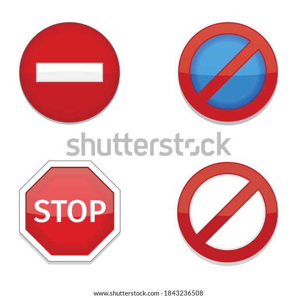 Road Traffic Signs Flat Set Symbol Stock Vector (royalty Free 