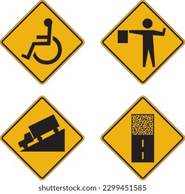 Road and traffic signs vector collection