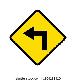 Road traffic transportation sign vector is turn left.