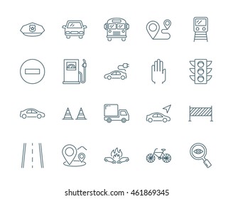 Road traffic vector icons set