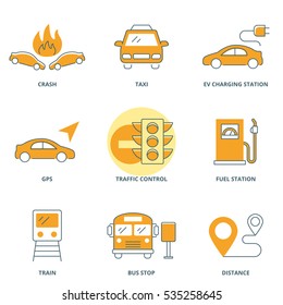 Road traffic vector icons set