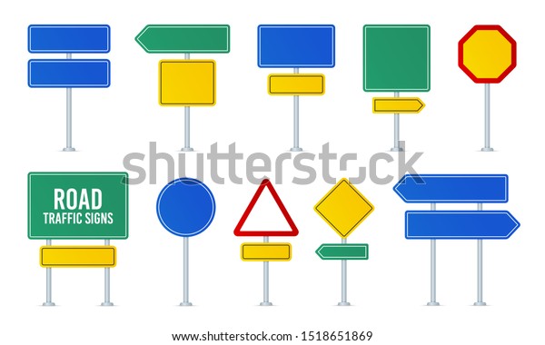 Road Traffic Vector Signs Set Direction Stock Vector (Royalty Free ...