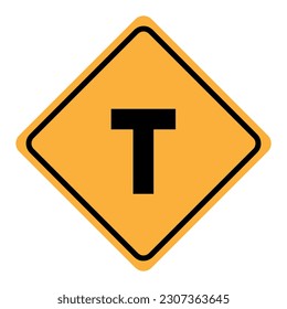 Road traffic warning sign T-junction vector illustration background..eps