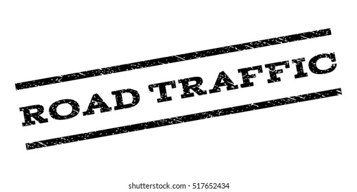 Road Traffic watermark stamp. Text caption between parallel lines with grunge design style. Rubber seal stamp with dirty texture. Vector black color ink imprint on a white background.
