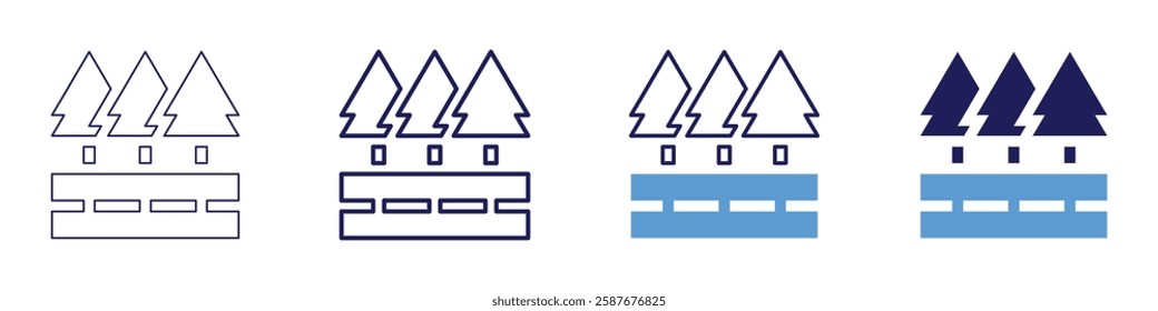 Road transport icon in 4 different styles. Thin Line, Line, Bold Line, Duotone. Duotone style. Editable stroke.