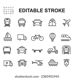 Iconos de transporte por carretera. Trazo editable.