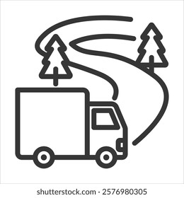 Road Transport Outline Icon Vector Illustration