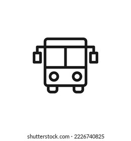 Road, transport, traffic sign. Vector symbol perfect for adverts, store, shops, books. Editable stroke. Line icon of front view of bus