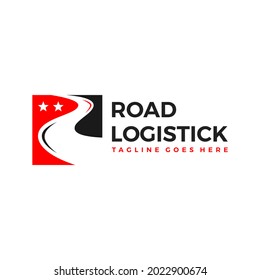 road transportation illustration logo design with letter R