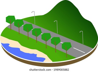 road with trees and hill
