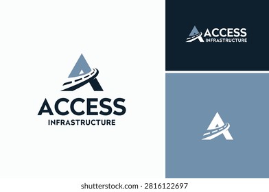 Road with Triangle Initial Letter A for Highway Street Bridge Access Logo Design