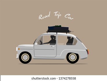 Road Trip Car, For travelers, backpackers, Illustration design, Vector.
