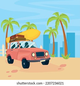 road trip card with one car