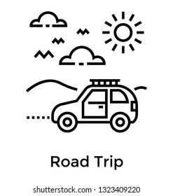 Road trip concept line icon design 