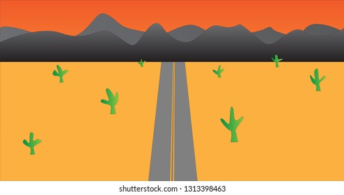 Road trip desert landscape background - Vector 