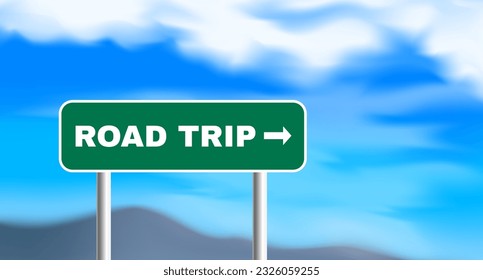 road trip direction sign on sky background vector illustration