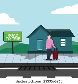 Ilustración de vectores de viaje por carretera