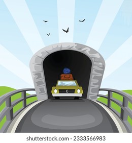 Road trip Drive vector art illustration