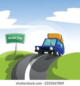 Road trip Drive vector art illustration