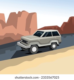 Road Trip Drive Vektorgrafik-Illustration