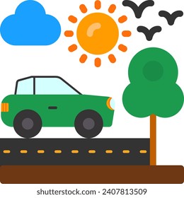 Road trip Flat Vector Icon Design