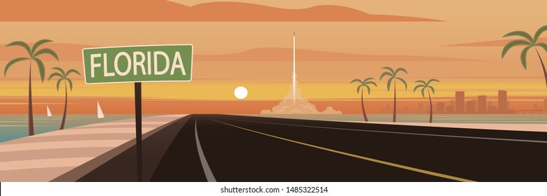 Road Trip Florida Sign and Landmarks