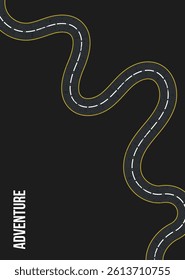 Road trip flyer background template with Highway marking lines, Car travel adventure promo poster for transportation advertising.